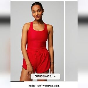 Fabletics Sport Short Onesie Red- (Romper)
